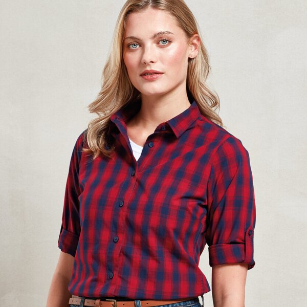 Women's Mulligan check cotton long sleeve shirt Thumbnail