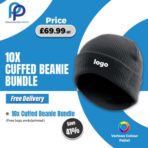 10x Cuffed Beanie Bundle + Free Logo + Free Delivery Thumbnail
