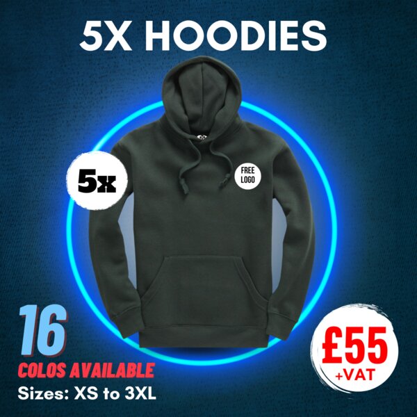 5x Quality Hoodie Bundle with Free Left Chest Logo Thumbnail