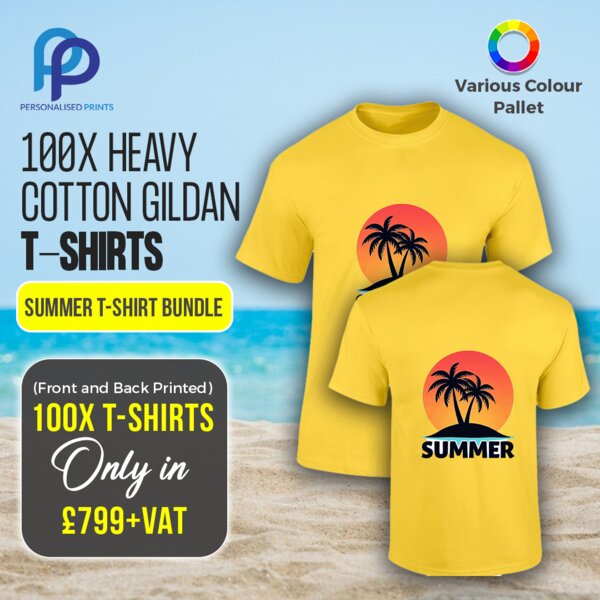 100X Heavy Cotton GILDEN T-Shirts Summer Bundle with Free FRONT & BACK Logo Thumbnail