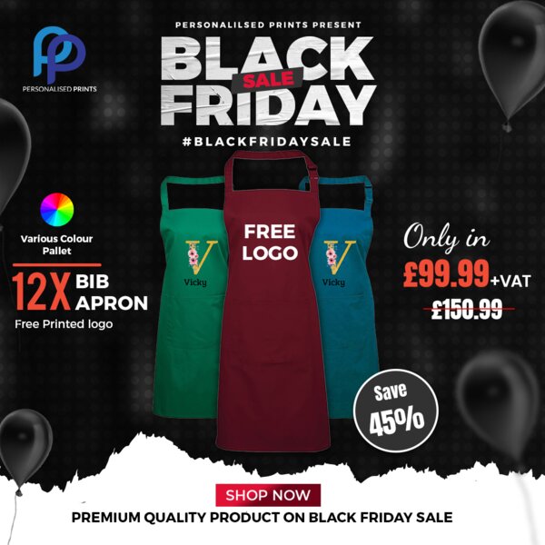 Black Friday 12X Bib Aprons Bundle + Free Front Logo Thumbnail